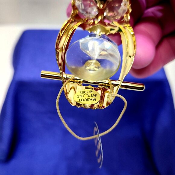 Crystal Delight 24K Gold Plated Owl Suncatcher Austrian Crystals Suction Cup VTG - Picture 6 of 8